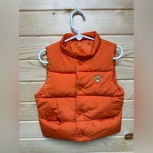 Orange Bear Patch Kids Puffer Vest
